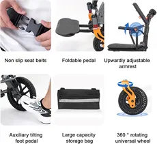 ویلچر مسافرتی سبک با دسته چمدانی 