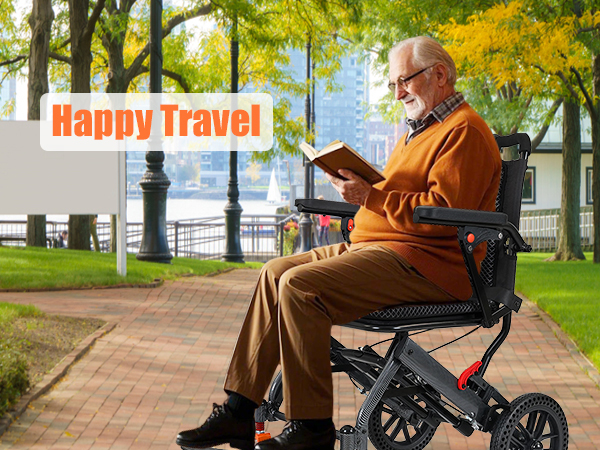 ویلچر مسافرتی سبک با دسته چمدانی 