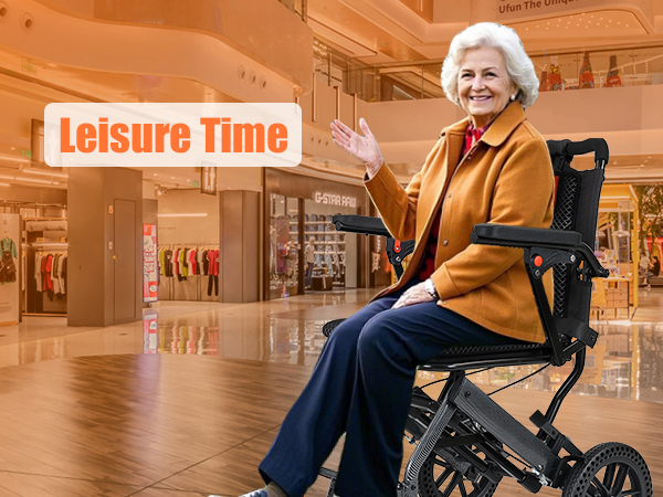 ویلچر مسافرتی سبک با دسته چمدانی 