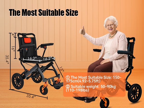 ویلچر مسافرتی سبک با دسته چمدانی 