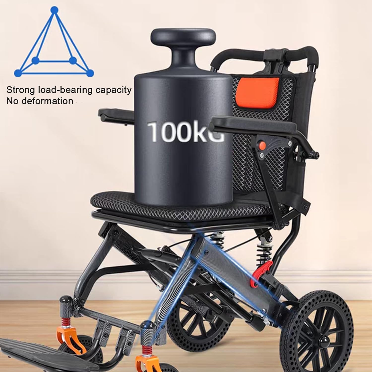 ویلچر مسافرتی سبک با دسته چمدانی 